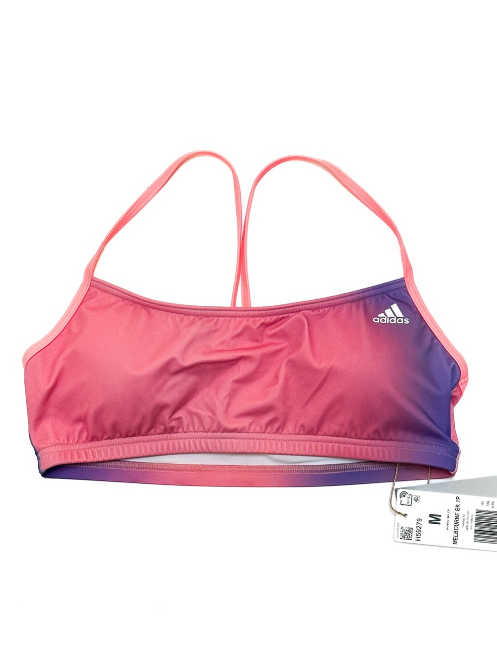 Adidas Swimwear Melbourne Racerback Bikini Top Acid Red White Gradient NWT